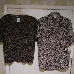 Two Womens Leopard Print Tops Sag Harbor Truffles XL/2X
